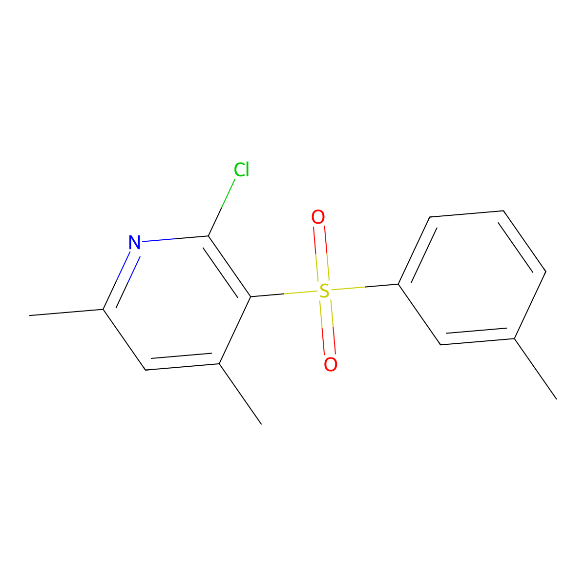 2-Chloro-4,6-dimethyl-3-[(3-methylphenyl)sulfonyl]pyridine molecular structure, CAS 339112-02-6