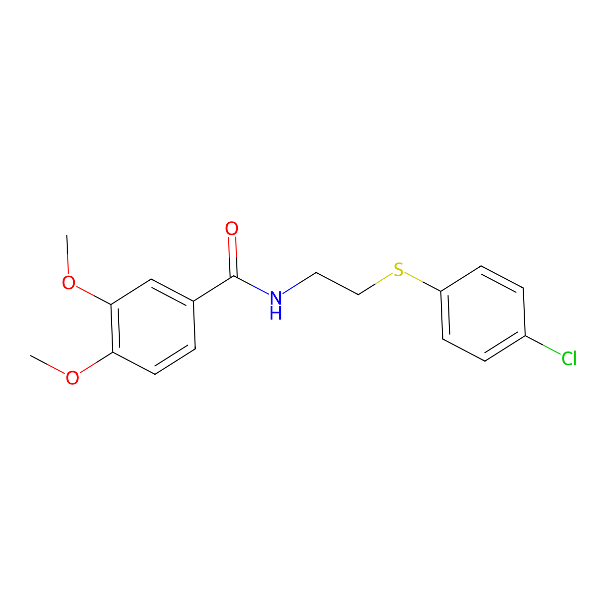 N-{2-[(4-chlorophenyl)sulfanyl]ethyl}-3,4-dimethoxybenzenecarboxamide molecular structure, CAS 339113-17-6