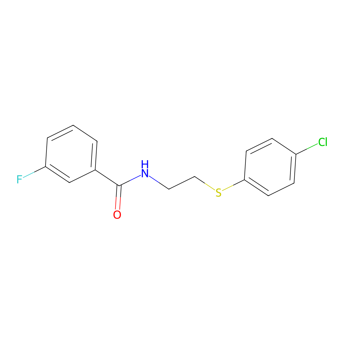 N-{2-[(4-chlorophenyl)sulfanyl]ethyl}-3-fluorobenzenecarboxamide molecular structure, CAS 339113-29-0
