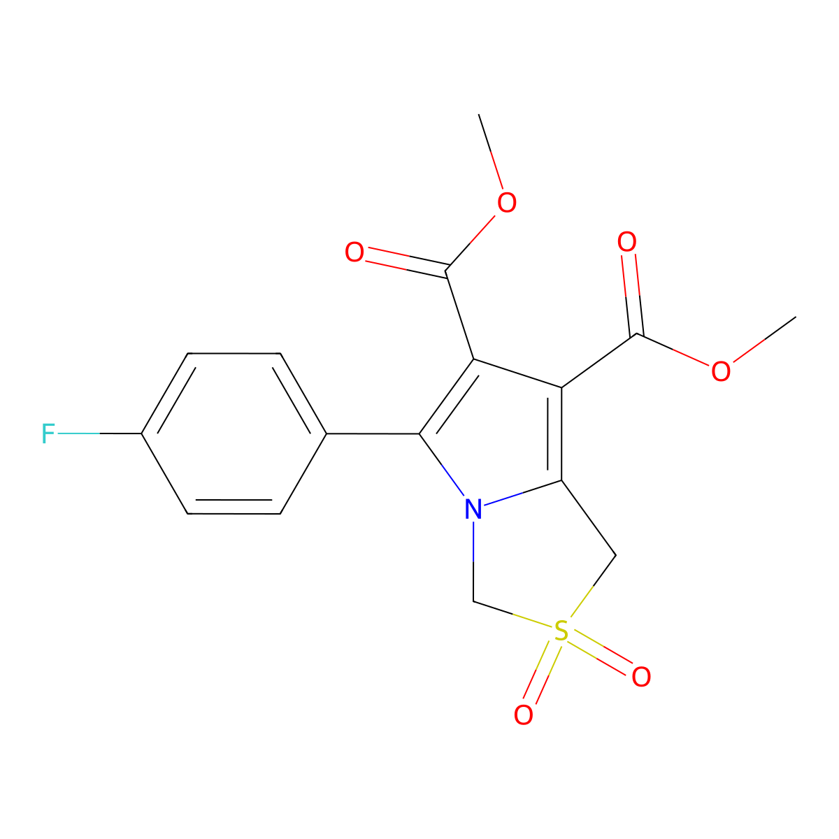 Dimethyl 5-(4-fluorophenyl)-2,2-dioxo-1,3-dihydropyrrolo[1,2-c][1,3]thiazole-6,7-dicarboxylate molecular structure, CAS 339113-46-1