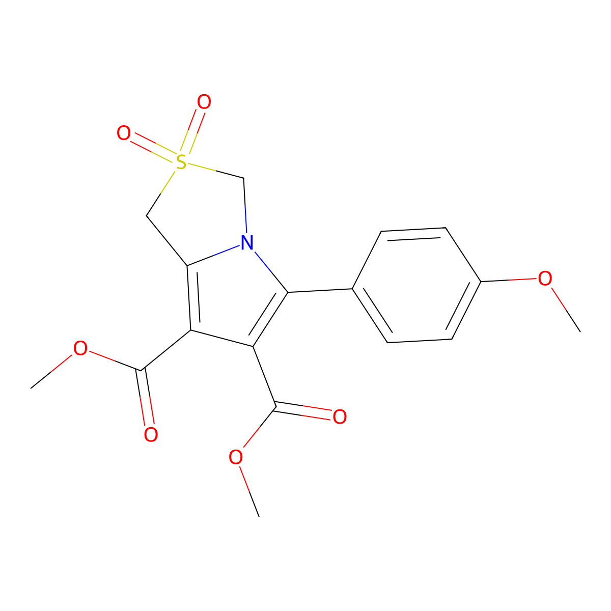 Dimethyl 5-(4-methoxyphenyl)-2,2-dioxo-1,3-dihydropyrrolo[1,2-c][1,3]thiazole-6,7-dicarboxylate molecular structure, CAS 339113-76-7