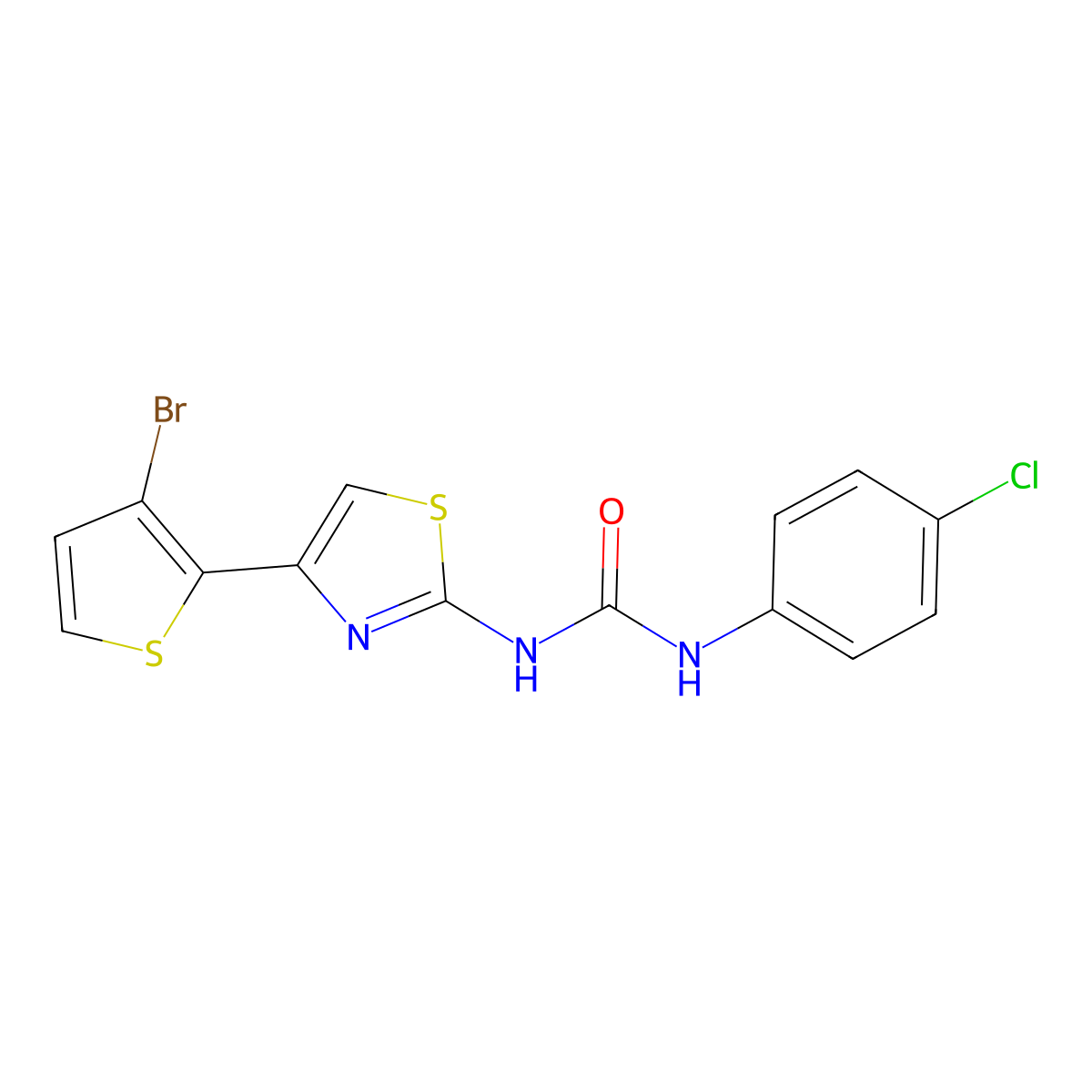 N-(4-(3-Bromo-2-thienyl)-1,3-thiazol-2-yl)-N'-(4-chlorophenyl)urea molecular structure, CAS 339114-00-0