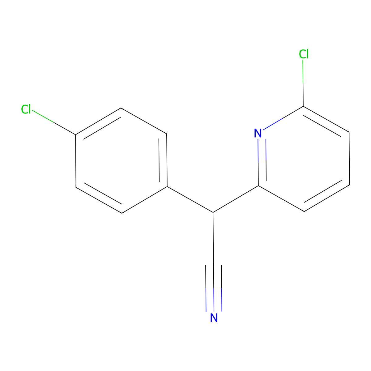 2-(4-Chlorophenyl)-2-(6-chloropyridin-2-yl)acetonitrile molecular structure, CAS 339114-86-2