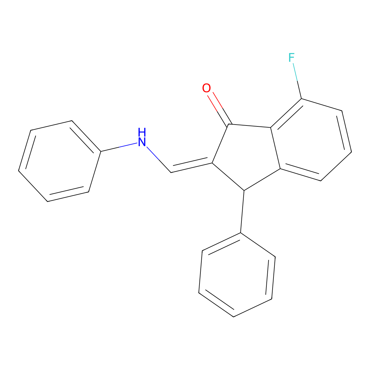 (2Z)-7-fluoro-3-phenyl-2-[(phenylamino)methylidene]-2,3-dihydro-1H-inden-1-one molecular structure, CAS 339115-65-0
