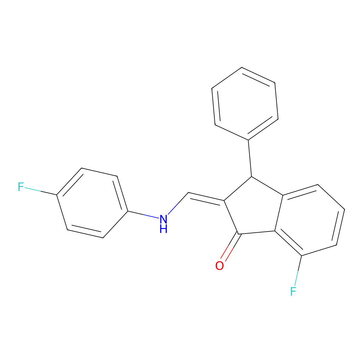 (2Z)-7-fluoro-2-{[(4-fluorophenyl)amino]methylidene}-3-phenyl-2,3-dihydro-1H-inden-1-one molecular structure, CAS 339115-72-9