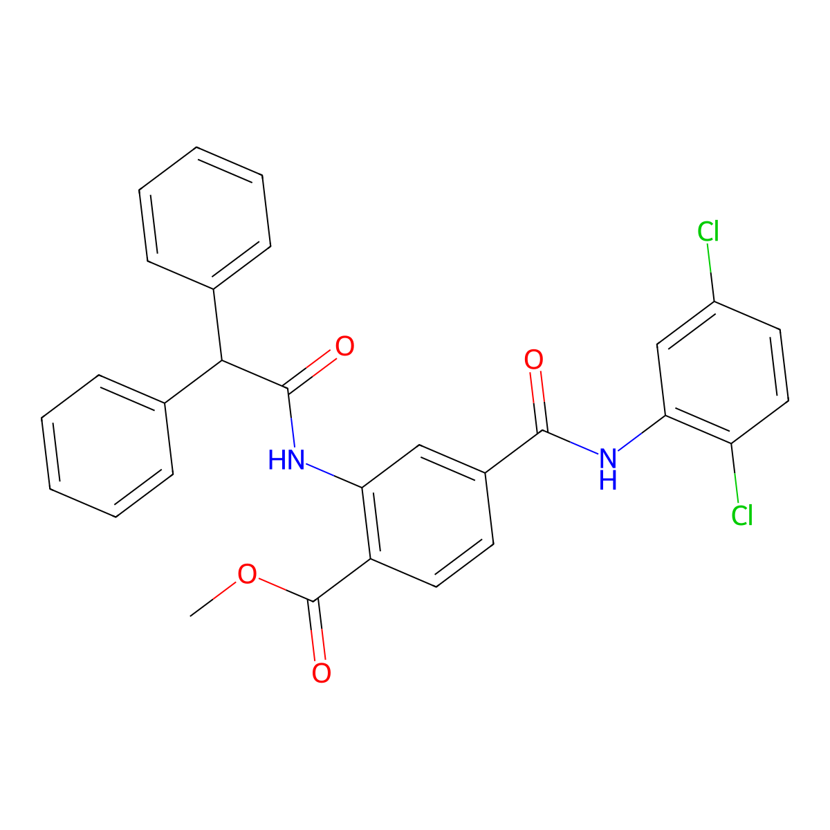 Methyl 4-[(2,5-dichloroanilino)carbonyl]-2-[(diphenylacetyl)amino]benzoate molecular structure, CAS 339120-91-1