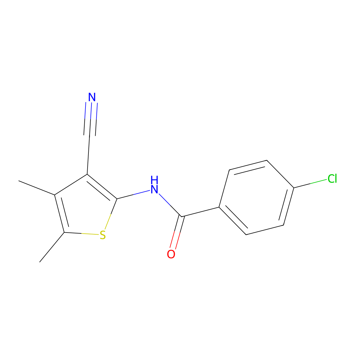 4-chloro-N-(3-cyano-4,5-dimethylthiophen-2-yl)benzamide molecular structure, CAS 339125-01-8