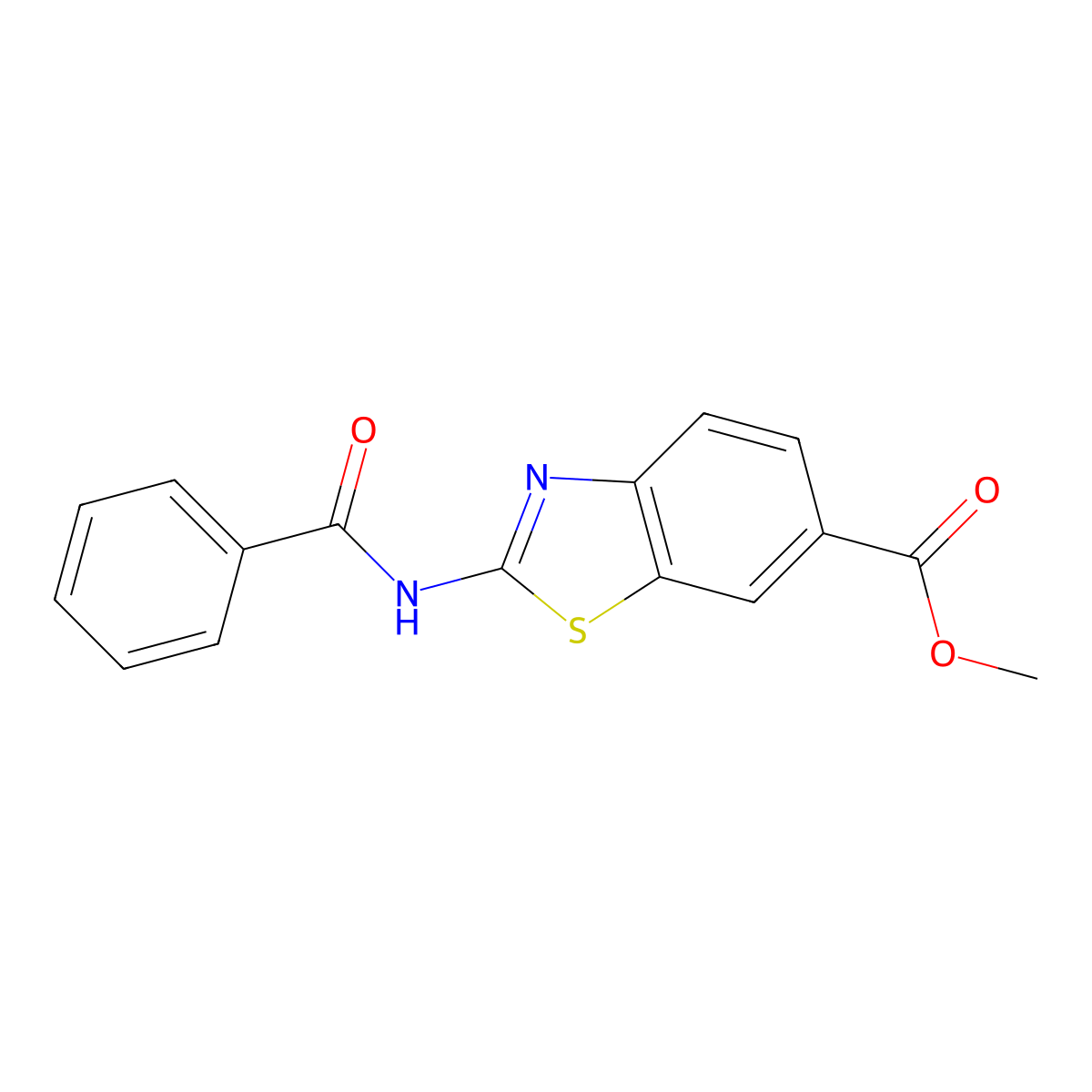 Methyl 2-benzamido-1,3-benzothiazole-6-carboxylate molecular structure, CAS 339153-43-4