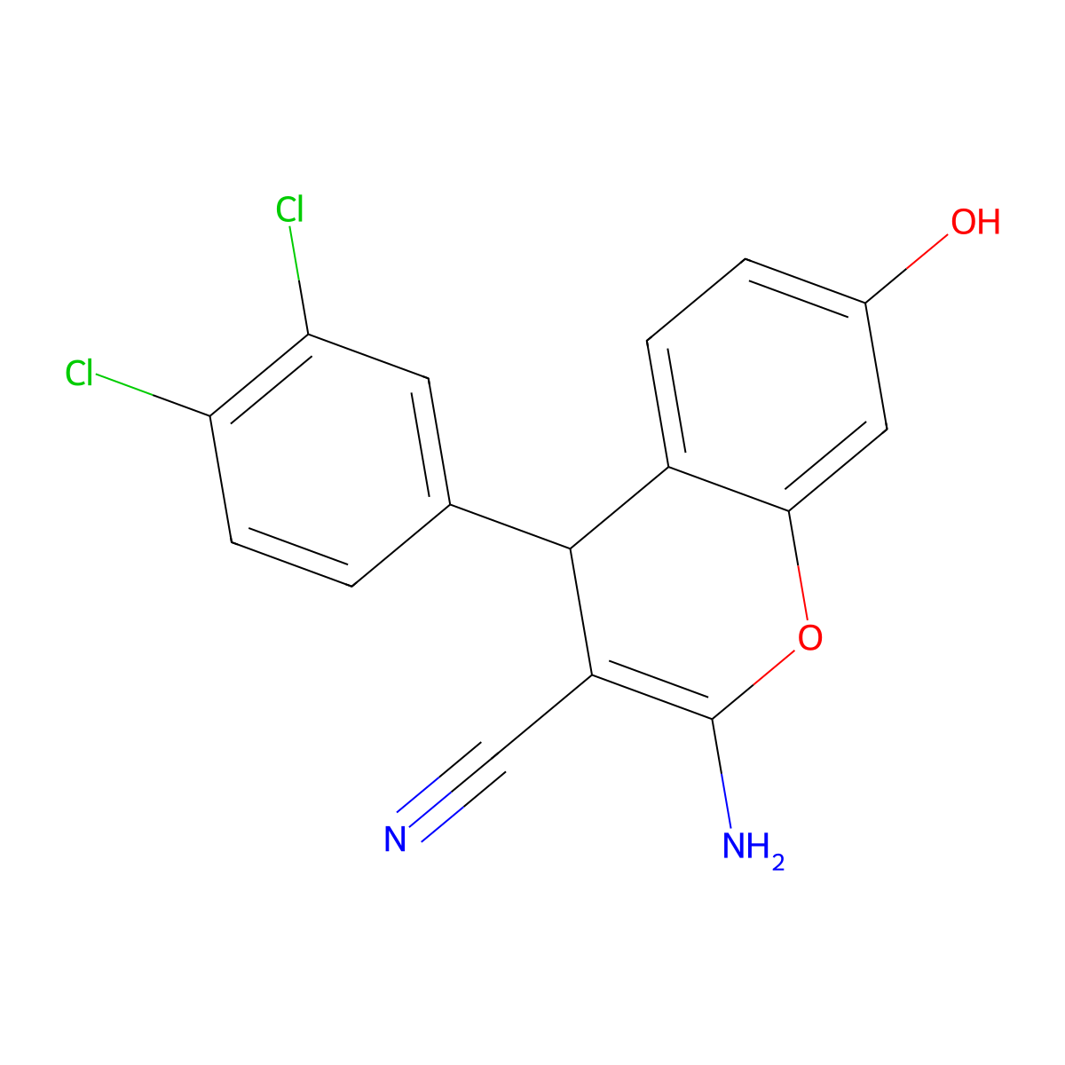 2-amino-4-(3,4-dichlorophenyl)-7-hydroxy-4H-chromene-3-carbonitrile molecular structure, CAS 339154-06-2