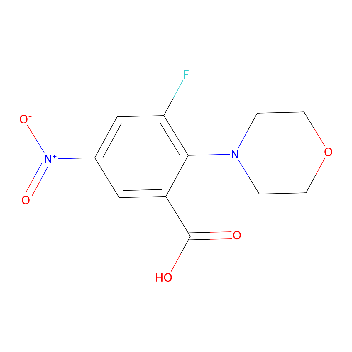 3-Fluoro-5-nitro-2-(4-morpholinyl)benzoic acid molecular structure, CAS 339154-54-0