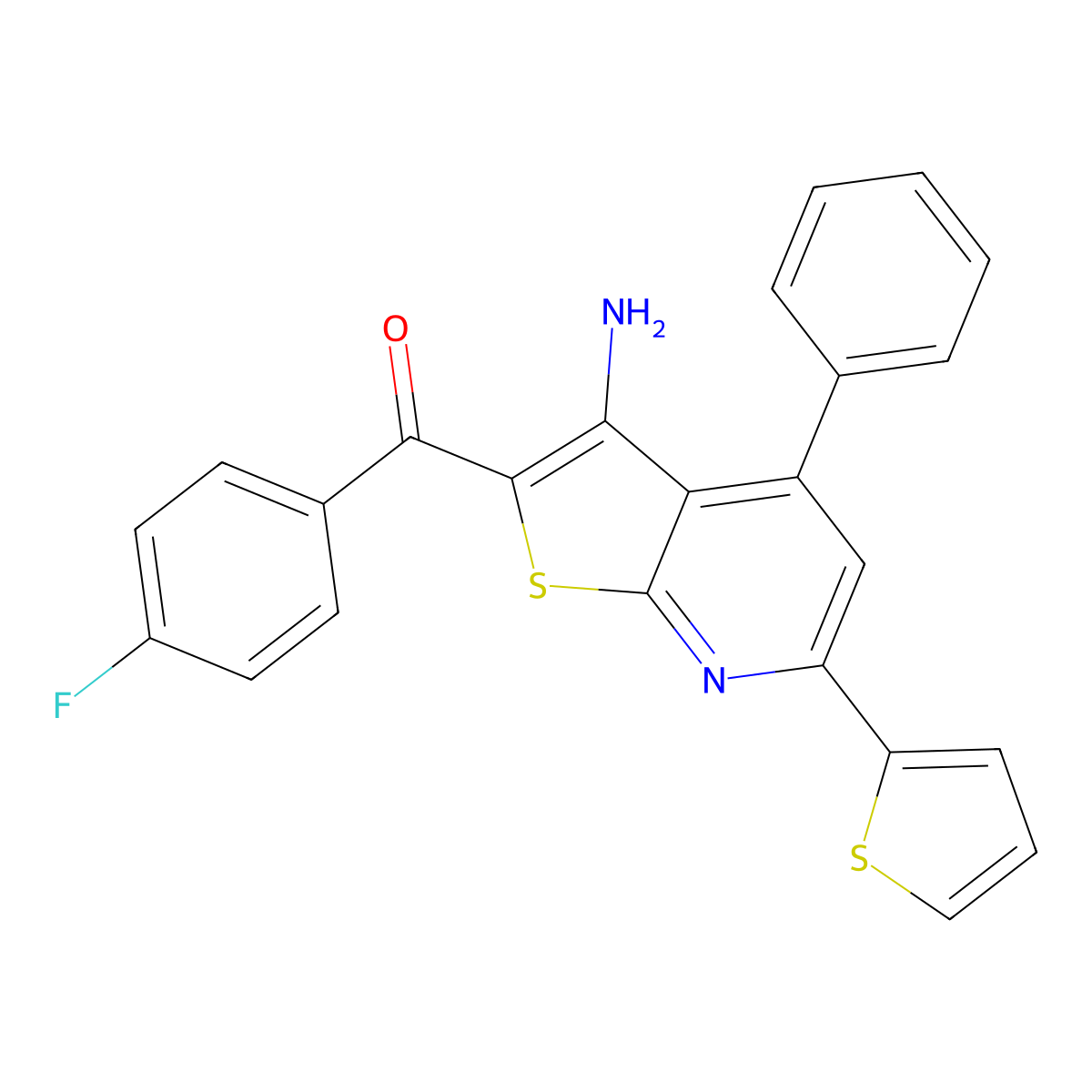 [3-Amino-4-phenyl-6-(2-thienyl)thieno[2,3-b]pyridin-2-yl](4-fluorophenyl)methanone molecular structure, CAS 339156-75-1