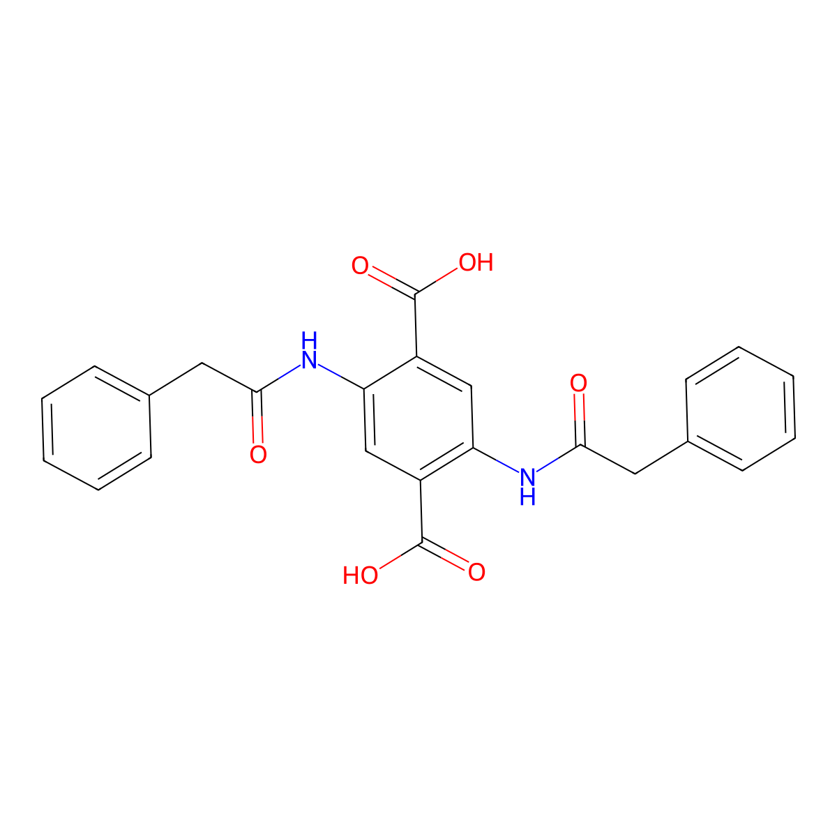 2,5-Bis[(2-phenylacetyl)amino]terephthalic acid molecular structure, CAS 339157-51-6