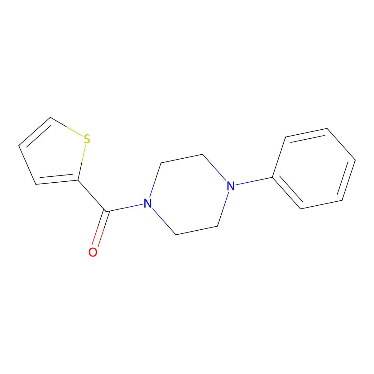 Piperazine, 1-phenyl-4-(2-thenoyl)- molecular structure, CAS 339158-52-0