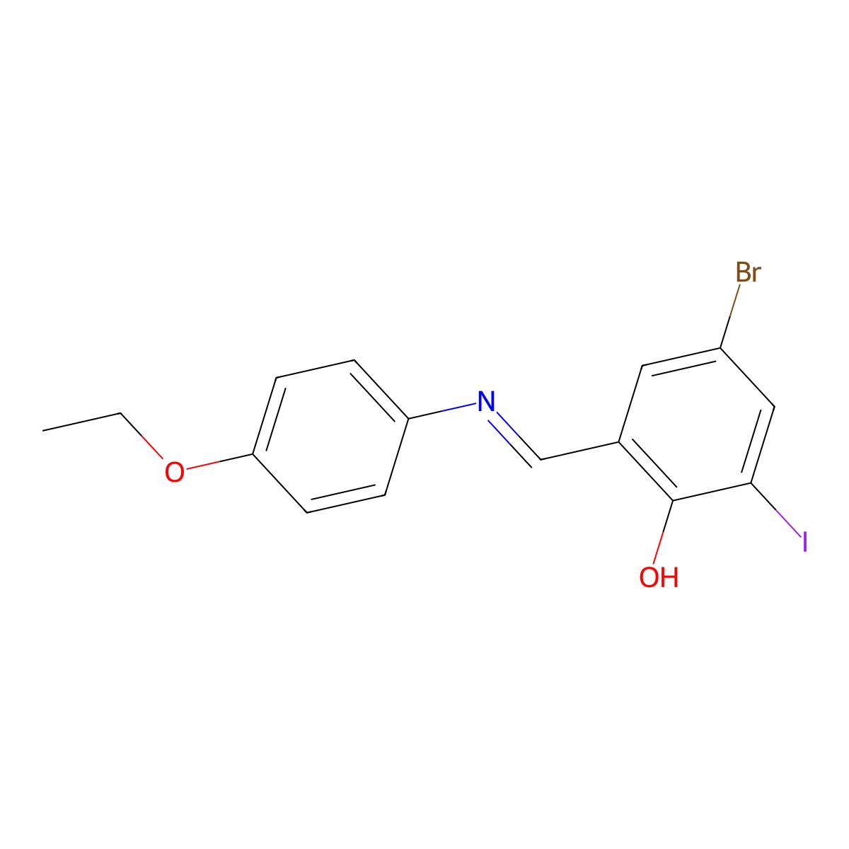 4-Bromo-2-{[(4-ethoxyphenyl)imino]methyl}-6-iodophenol molecular structure, CAS 339158-96-2
