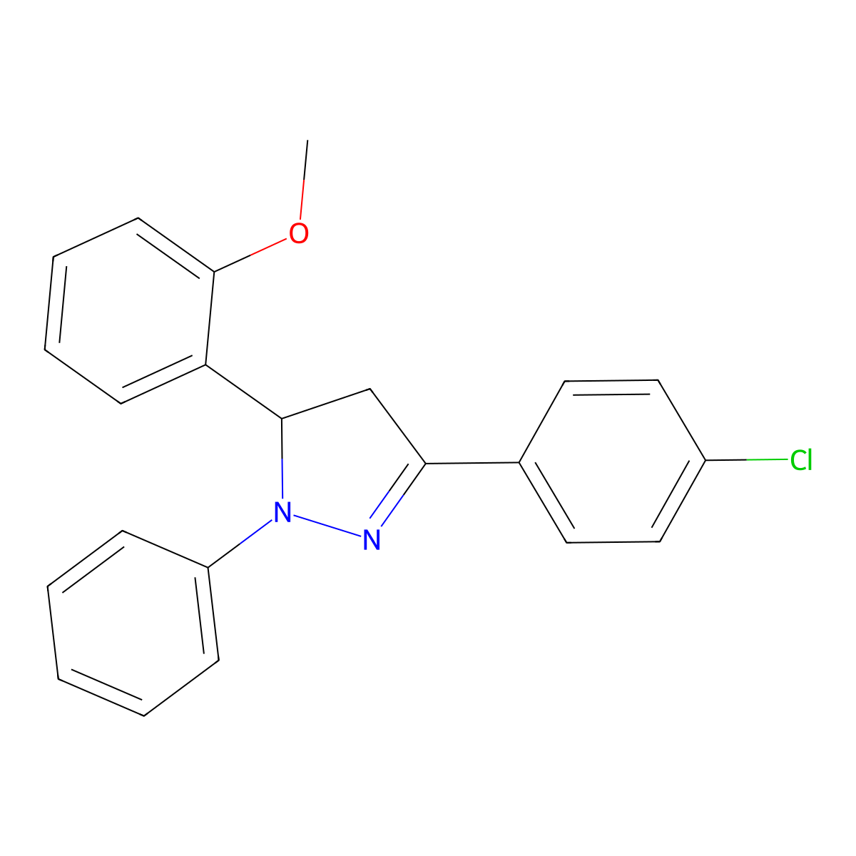 3-(4-chlorophenyl)-5-(2-methoxyphenyl)-1-phenyl-4,5-dihydro-1H-pyrazole molecular structure, CAS 339159-59-0