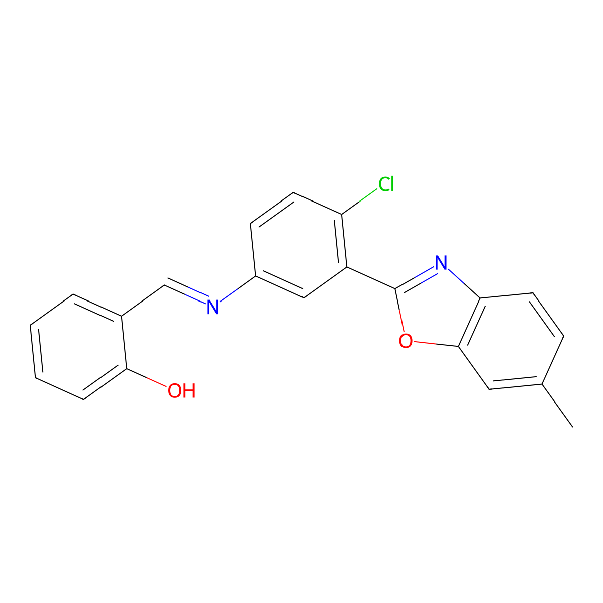 2-({[4-Chloro-3-(6-methyl-1,3-benzoxazol-2-yl)phenyl]imino}methyl)phenol molecular structure, CAS 339160-29-1