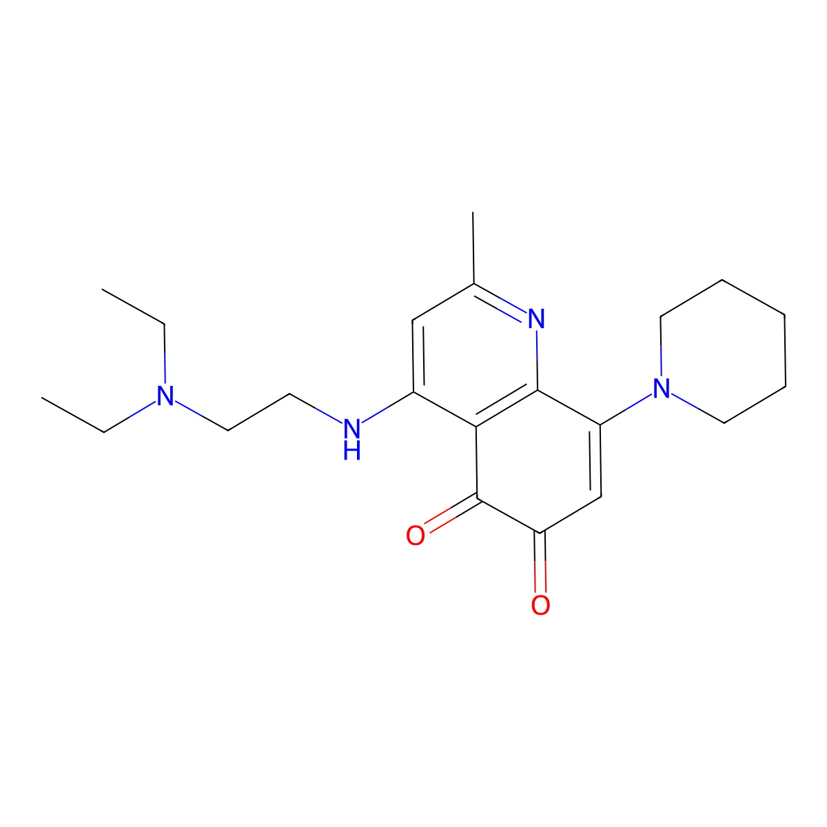 4-[2-(Diethylamino)ethylamino]-2-methyl-8-piperidin-1-ylquinoline-5,6-dione molecular structure, CAS 339160-65-5