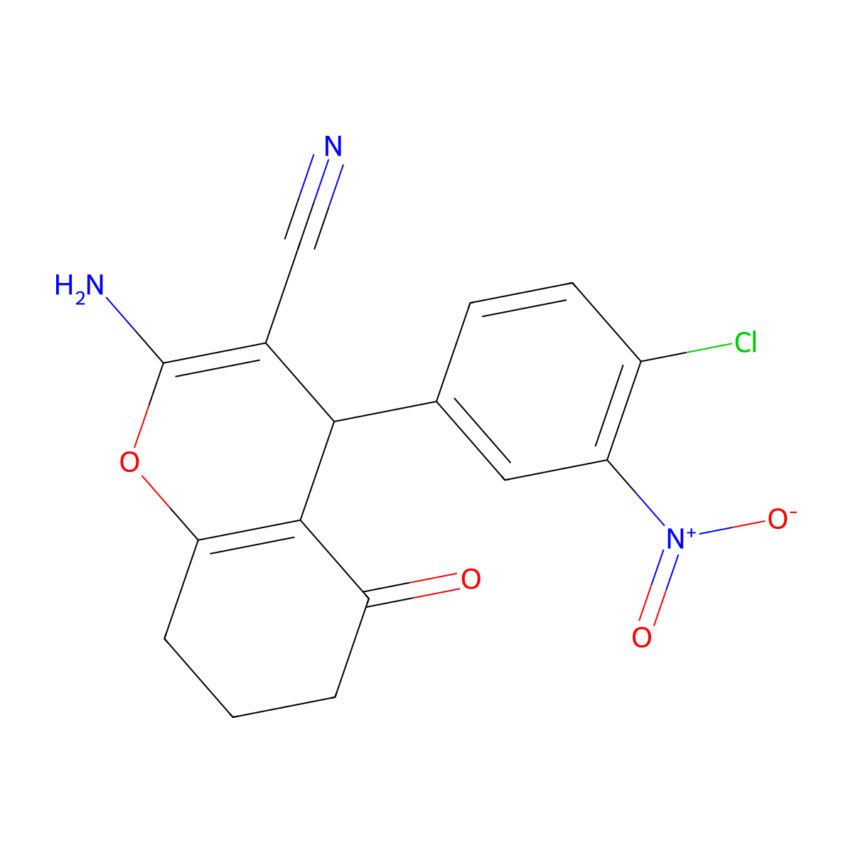 2-amino-4-(4-chloro-3-nitrophenyl)-5-oxo-5,6,7,8-tetrahydro-4H-chromene-3-carbonitrile molecular structure, CAS 339163-72-3