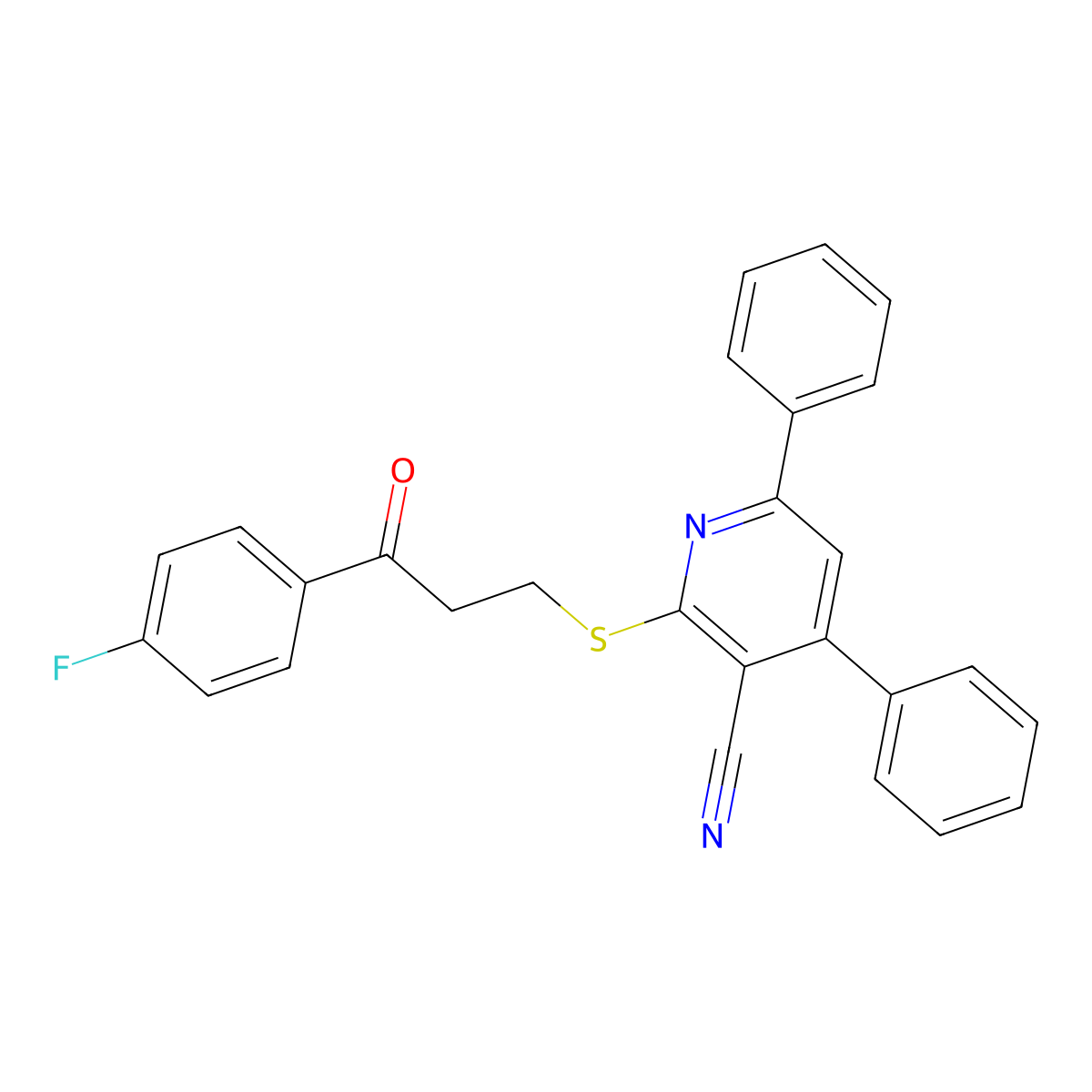 2-[3-(4-Fluorophenyl)-3-oxopropyl]sulfanyl-4,6-diphenylpyridine-3-carbonitrile molecular structure, CAS 339163-92-7