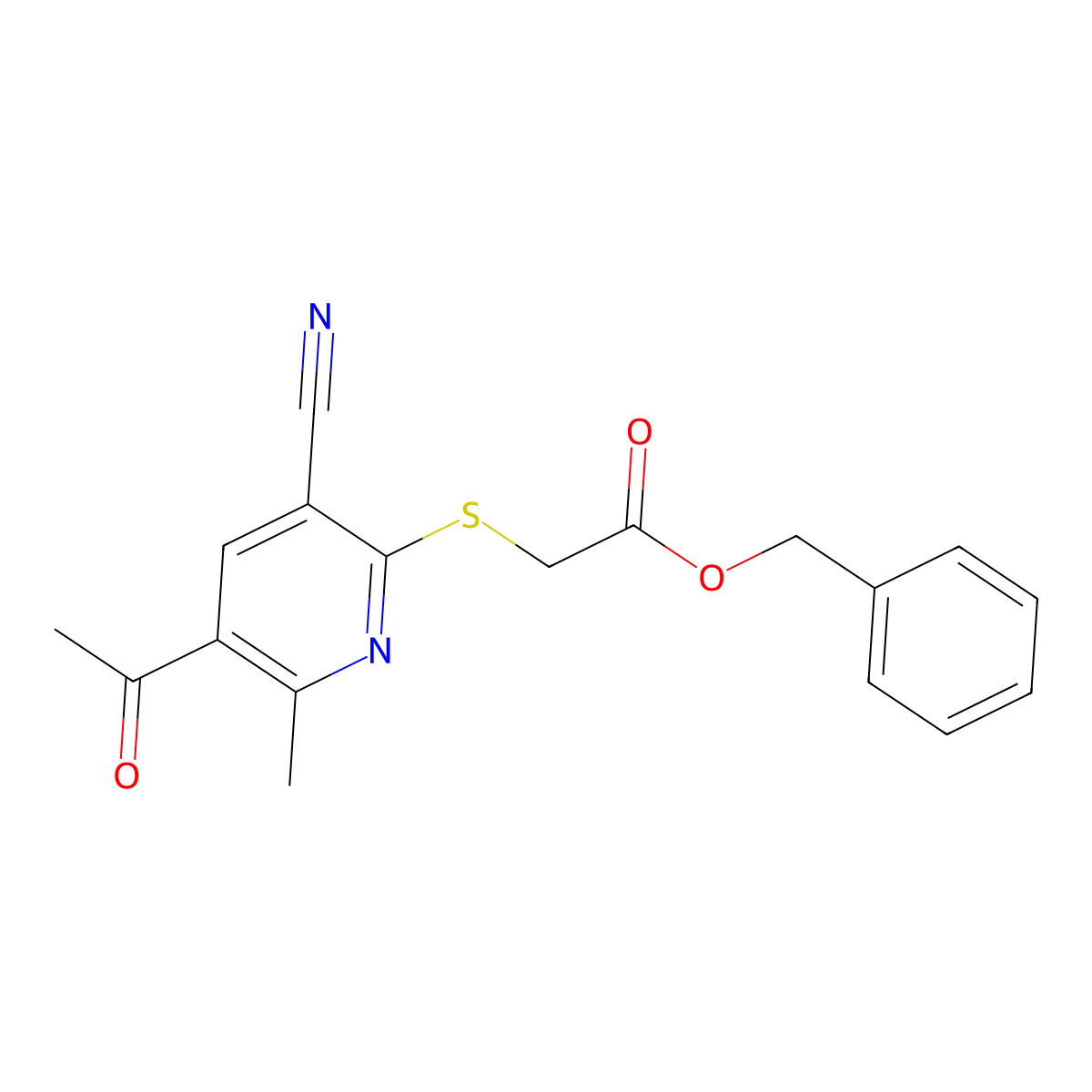 Benzyl [(5-acetyl-3-cyano-6-methylpyridin-2-yl)sulfanyl]acetate molecular structure, CAS 339187-58-5