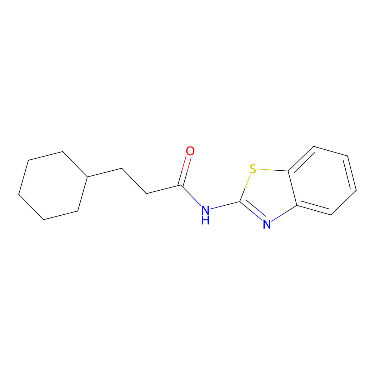 N-(1,3-benzothiazol-2-yl)-3-cyclohexylpropanamide molecular structure, CAS 339197-86-3