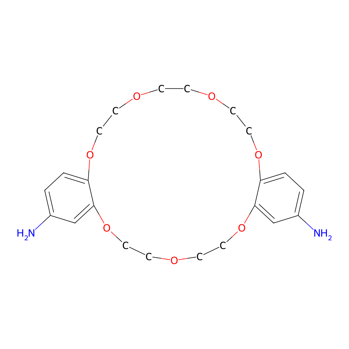 6,7,9,10,12,13,20,21,23,24-Decahydrodibenzo[b,k][1,4,7,10,13,16,19]heptaoxacyclohenicosine-2,17-diamine molecular structure, CAS 339199-64-3