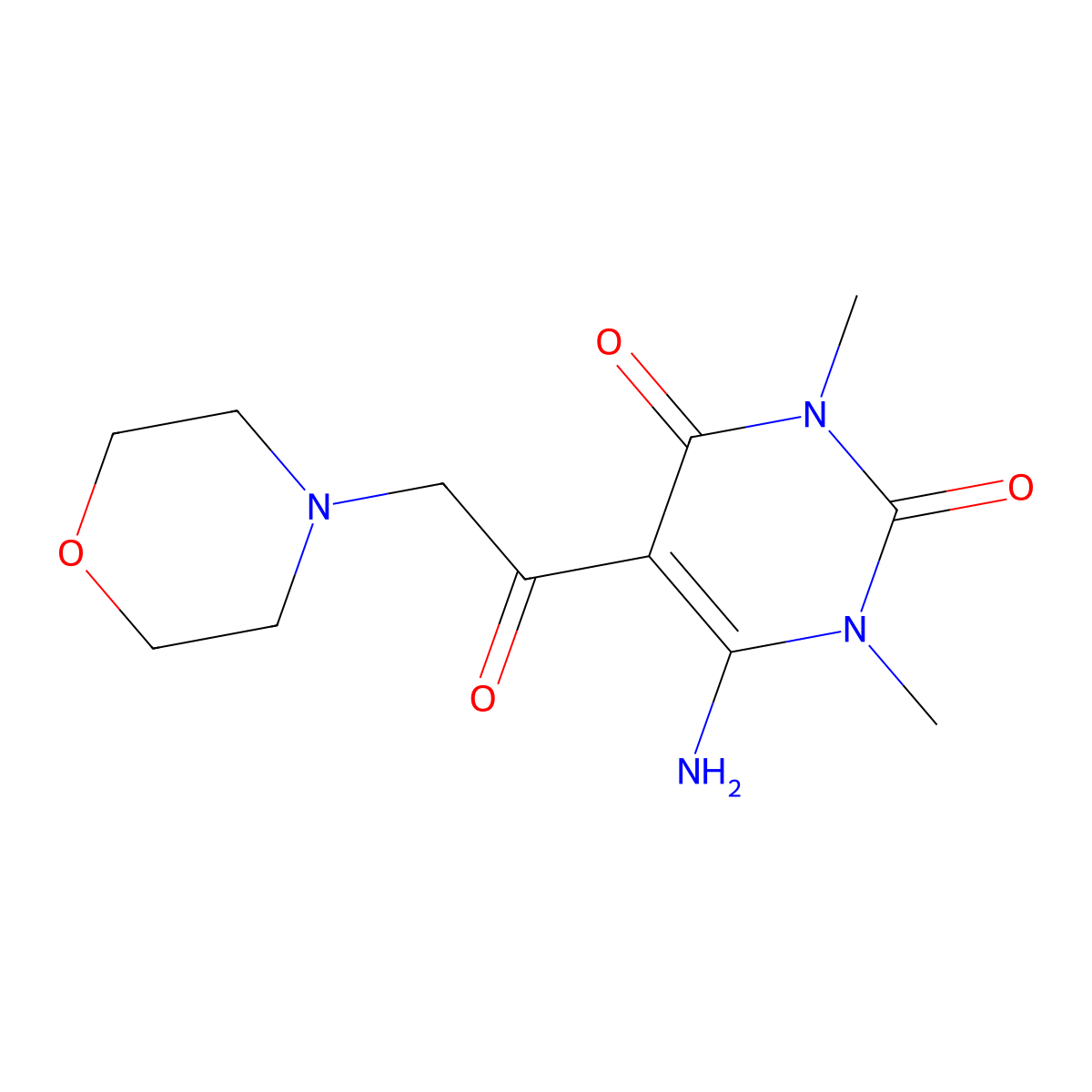 6-Amino-1,3-dimethyl-5-(2-morpholin-4-ylacetyl)pyrimidine-2,4-dione molecular structure, CAS 339199-71-2
