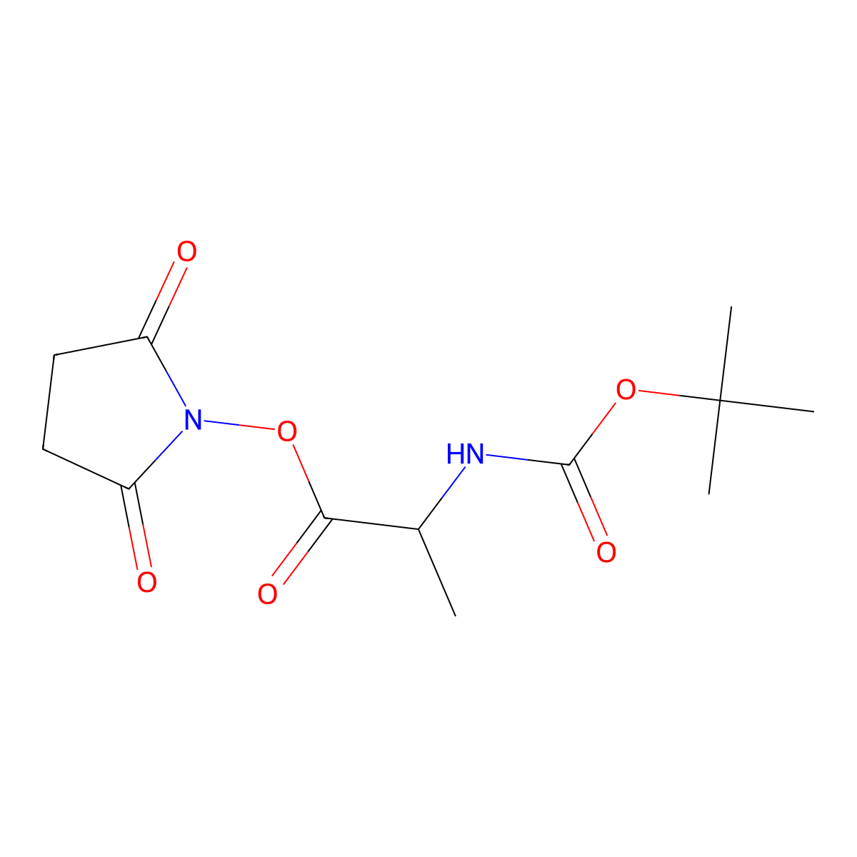 Succinimido (S)-2-((tert-butoxycarbonyl)amino)propionate molecular structure, CAS 3392-05-0