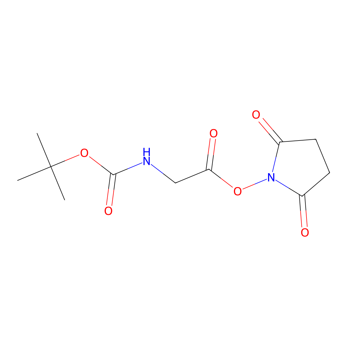 N-(tert-Butyloxycarbonyl)glycine N-hydroxysuccinimide ester molecular structure, CAS 3392-07-2