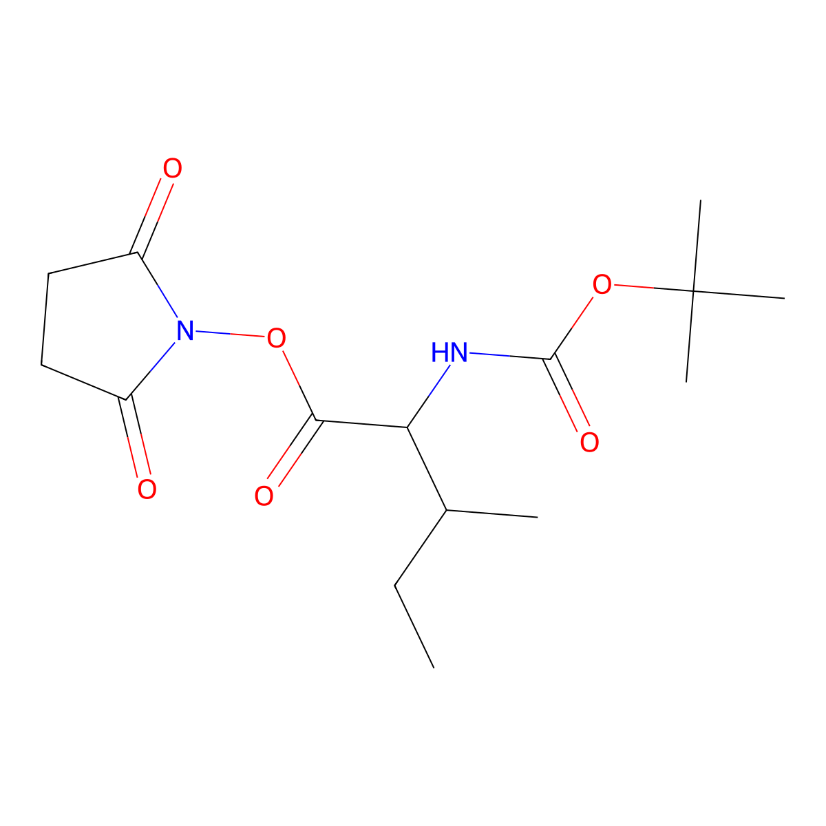 Boc-L-isoleucine N-hydroxysuccinimide ester molecular structure, CAS 3392-08-3