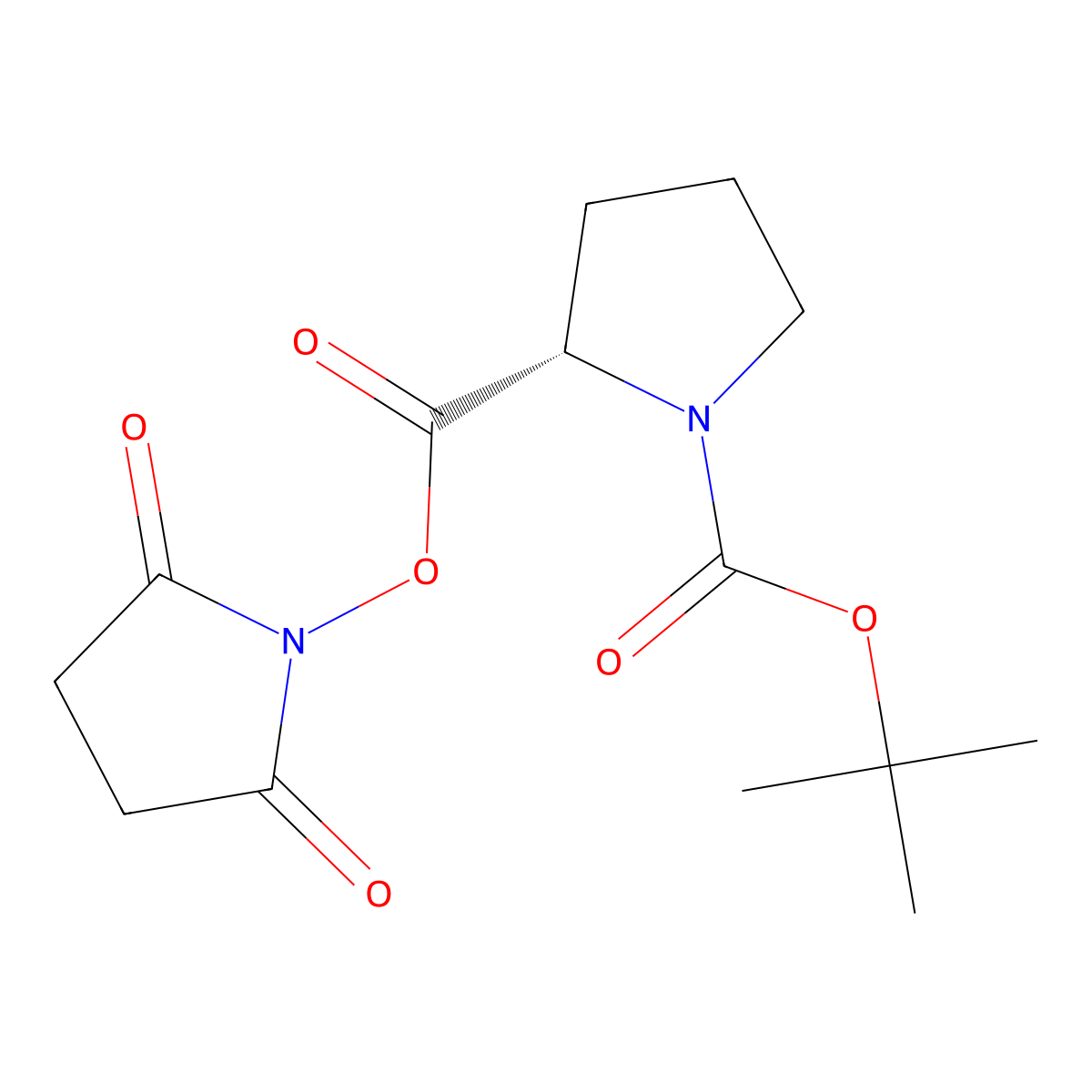 1,2-Pyrrolidinedicarboxylic acid, 1-(1,1-dimethylethyl) 2-(2,5-dioxo-1-pyrrolidinyl) ester, (2S)- molecular structure, CAS 3392-10-7