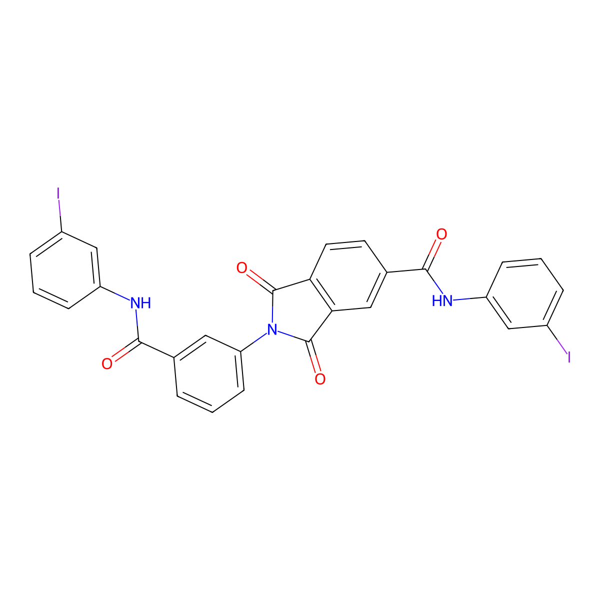 2-{3-[(3-iodoanilino)carbonyl]phenyl}-N-(3-iodophenyl)-1,3-dioxo-5-isoindolinecarboxamide molecular structure, CAS 339201-51-3