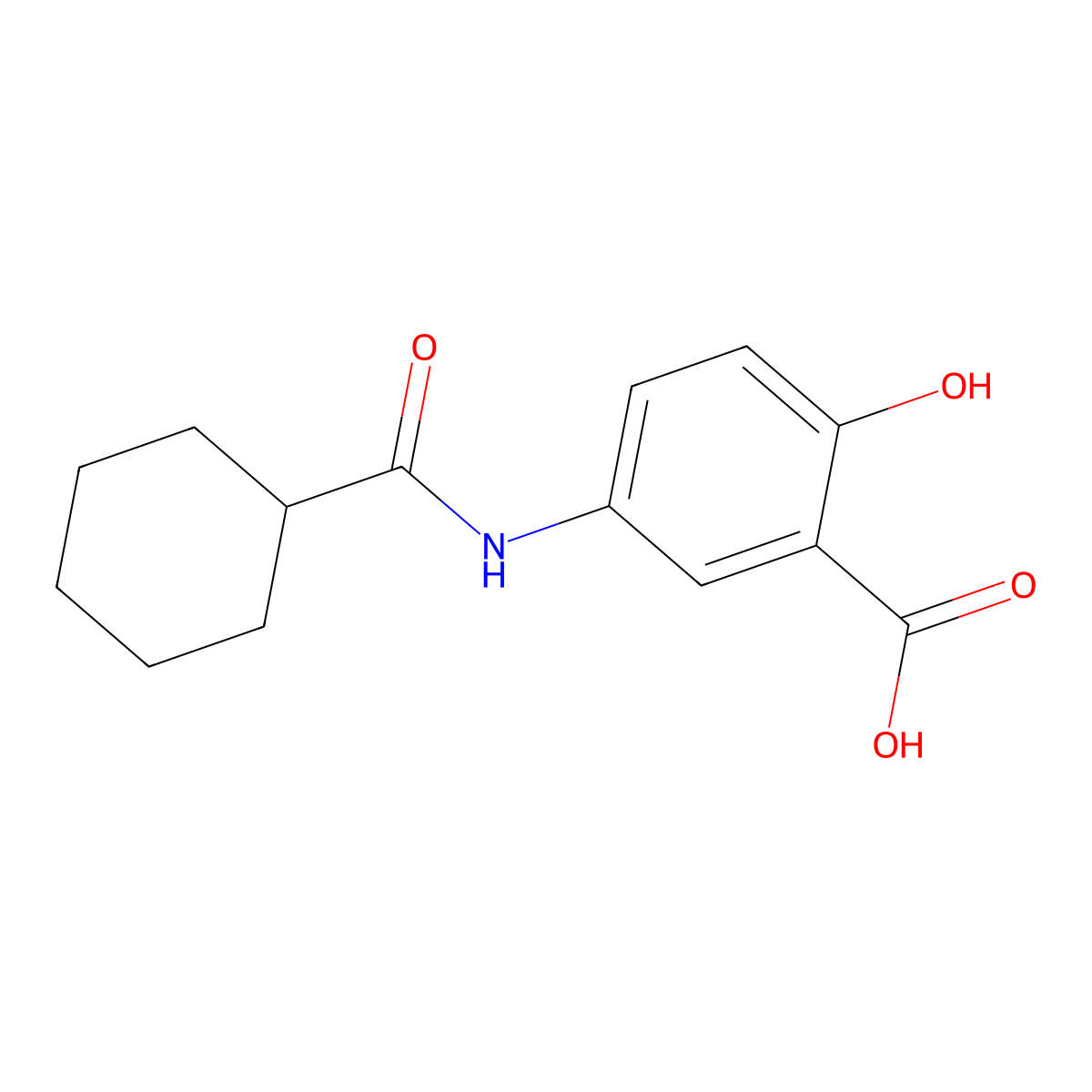 Benzoic acid, 5-[(cyclohexylcarbonyl)amino]-2-hydroxy- molecular structure, CAS 339202-39-0