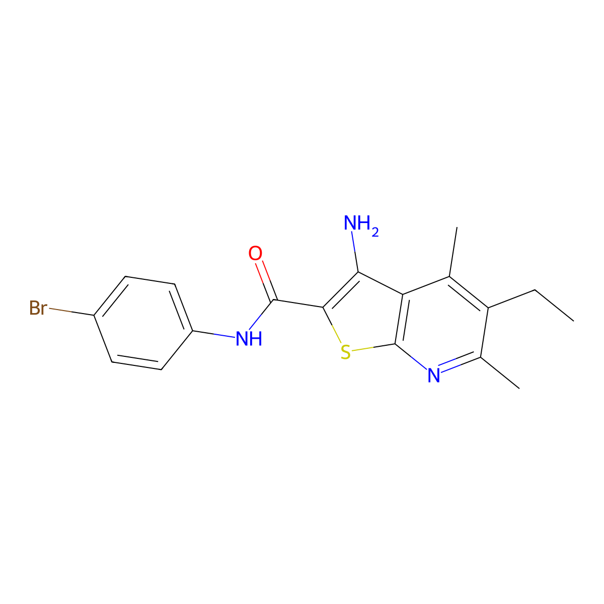 3-amino-N-(4-bromophenyl)-5-ethyl-4,6-dimethylthieno[2,3-b]pyridine-2-carboxamide molecular structure, CAS 339202-44-7