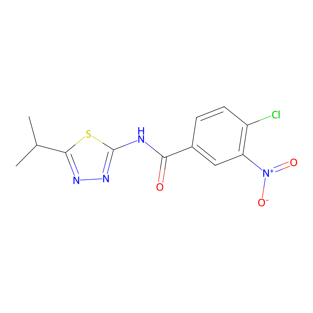 4-chloro-N-(5-isopropyl-1,3,4-thiadiazol-2-yl)-3-nitrobenzamide molecular structure, CAS 339203-04-2