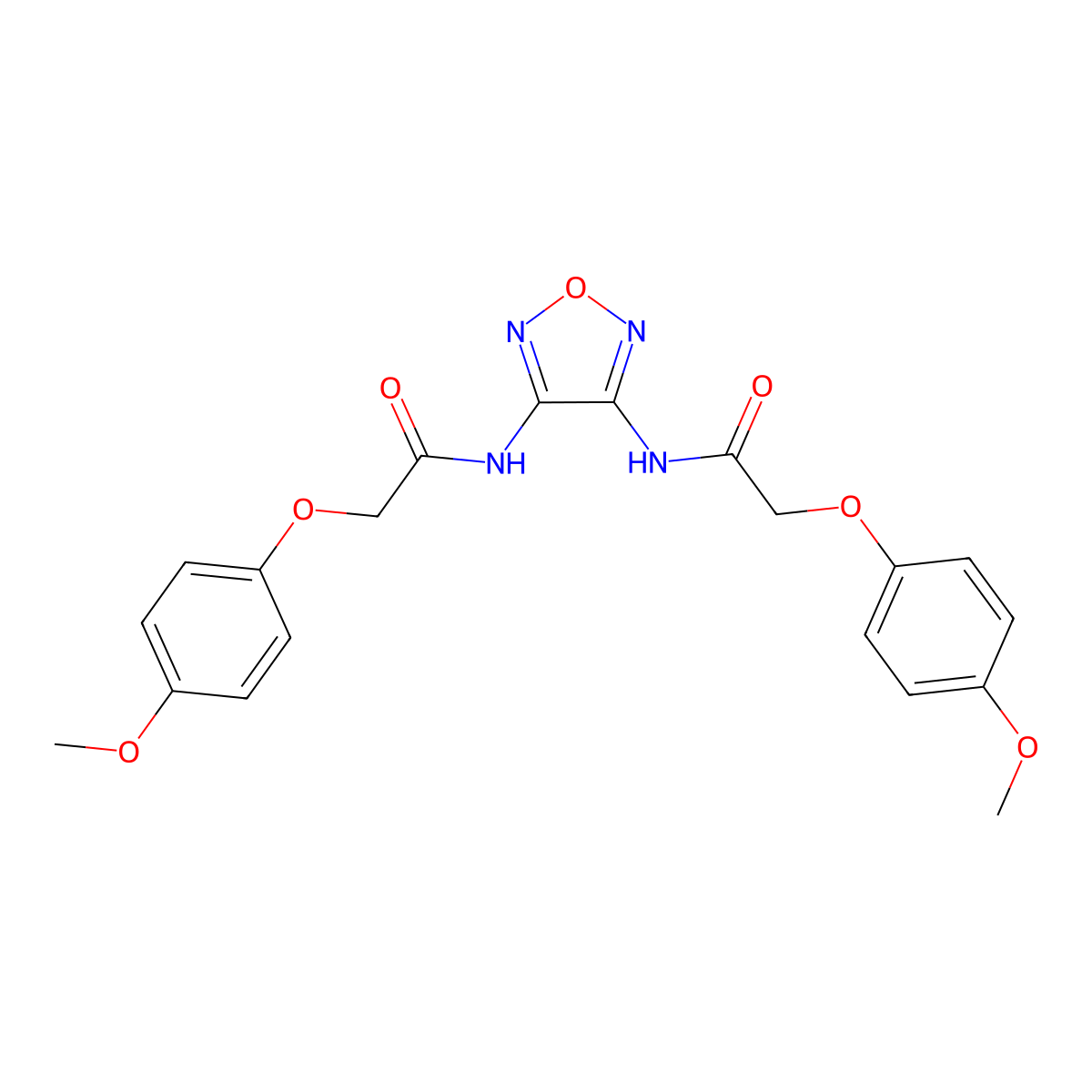 2-(4-methoxyphenoxy)-N-[4-[[2-(4-methoxyphenoxy)acetyl]amino]-1,2,5-oxadiazol-3-yl]acetamide molecular structure, CAS 339205-70-8