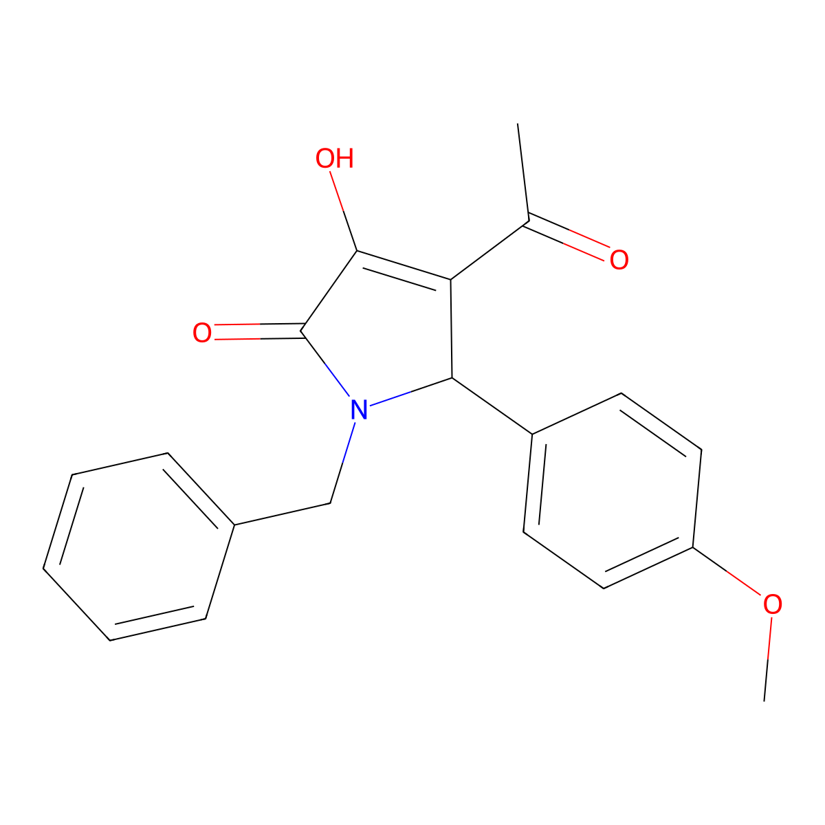 3-acetyl-1-benzyl-4-hydroxy-2-(4-methoxyphenyl)-2H-pyrrol-5-one molecular structure, CAS 339218-58-5
