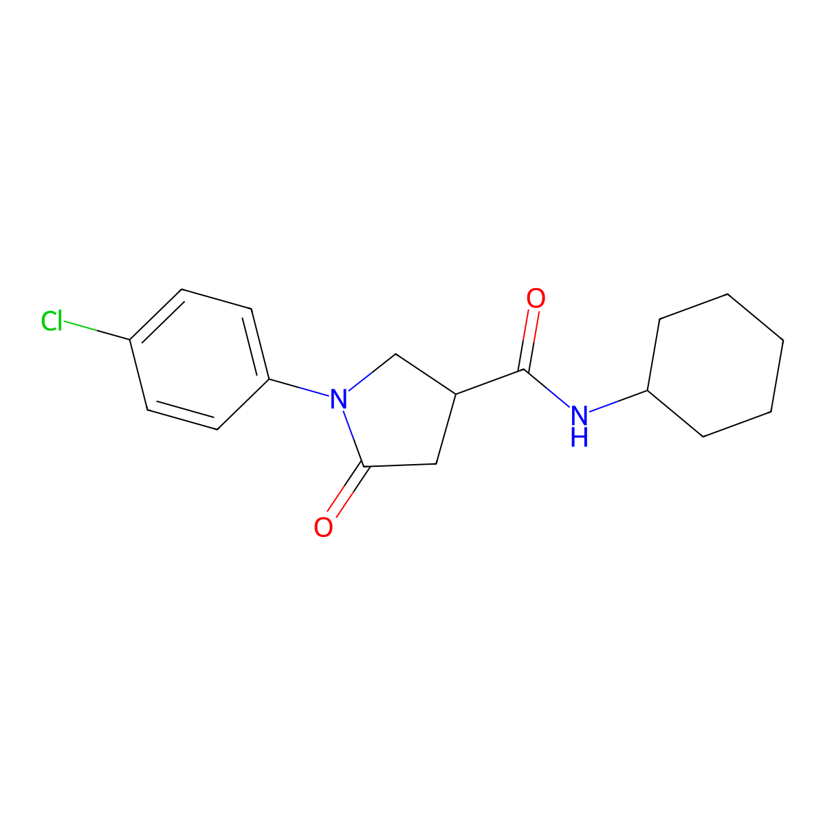 1-(4-chlorophenyl)-N-cyclohexyl-5-oxopyrrolidine-3-carboxamide molecular structure, CAS 339218-65-4
