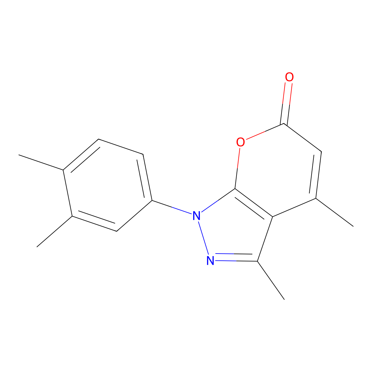 1-(3,4-Dimethylphenyl)-3,4-dimethylpyrano[2,3-c]pyrazol-6(1H)-one molecular structure, CAS 339218-72-3