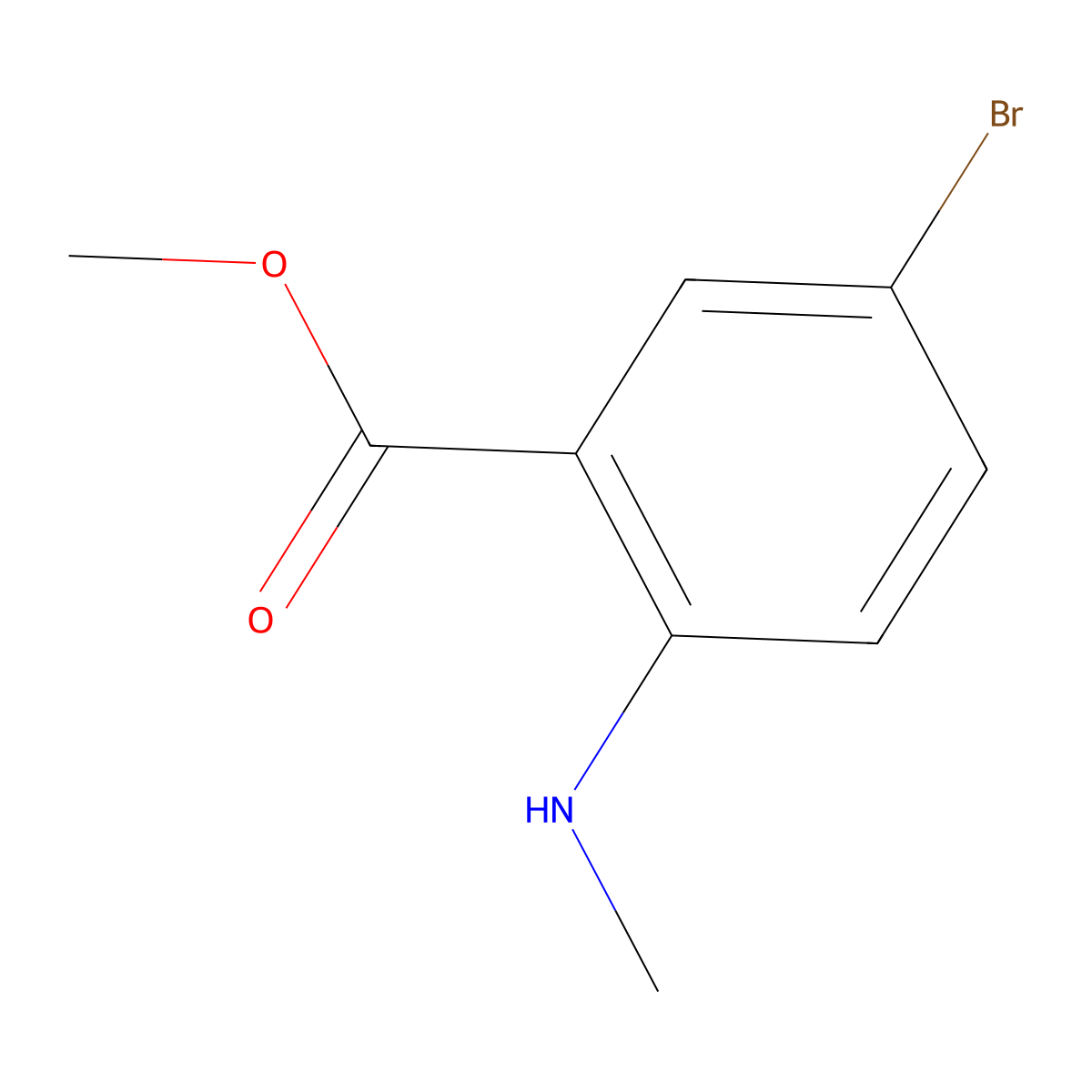 Methyl 5-bromo-2-(methylamino)benzoate molecular structure, CAS 33922-96-2