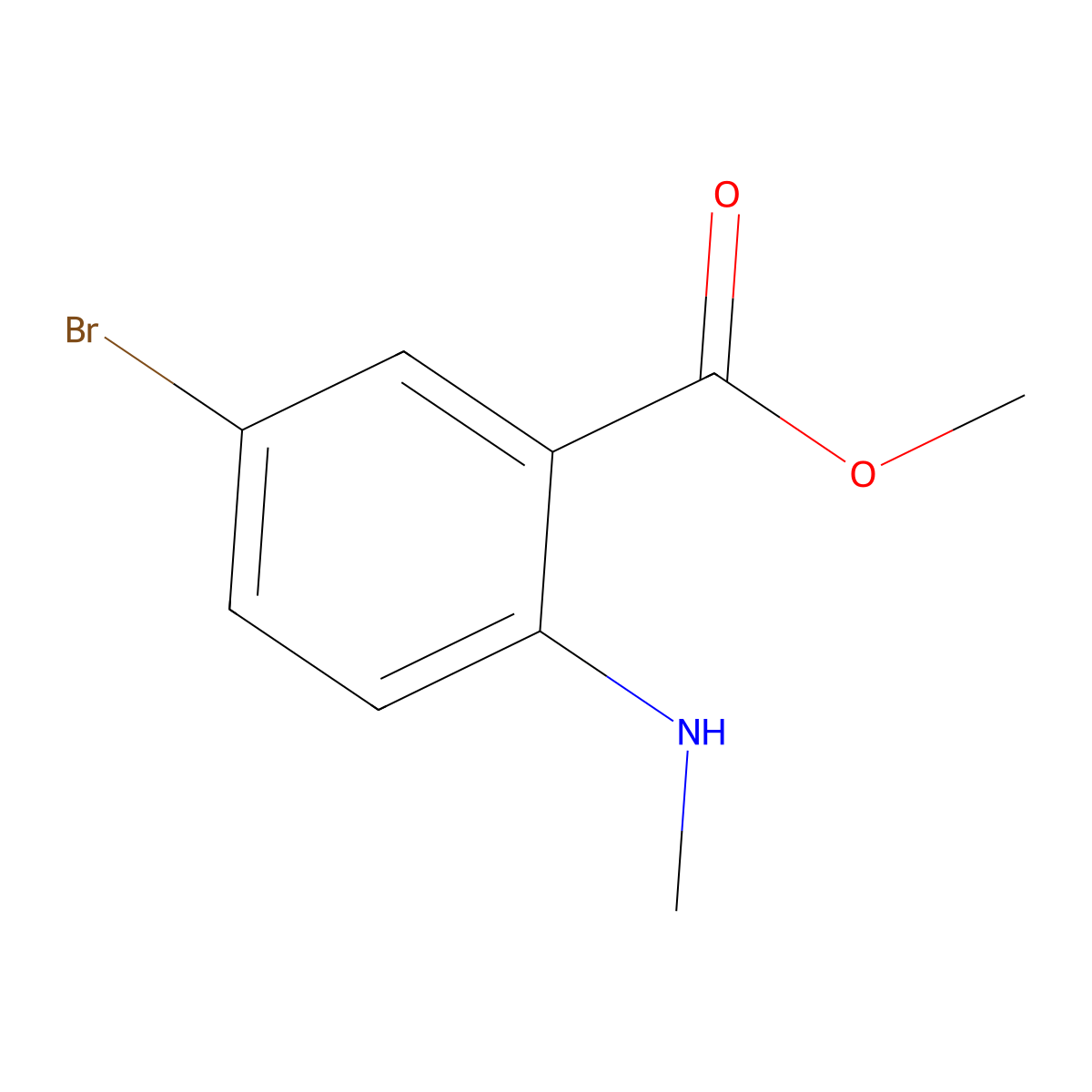 Methyl 5-bromo-2-(methylamino)benzoate molecular structure, CAS 33922-96-2