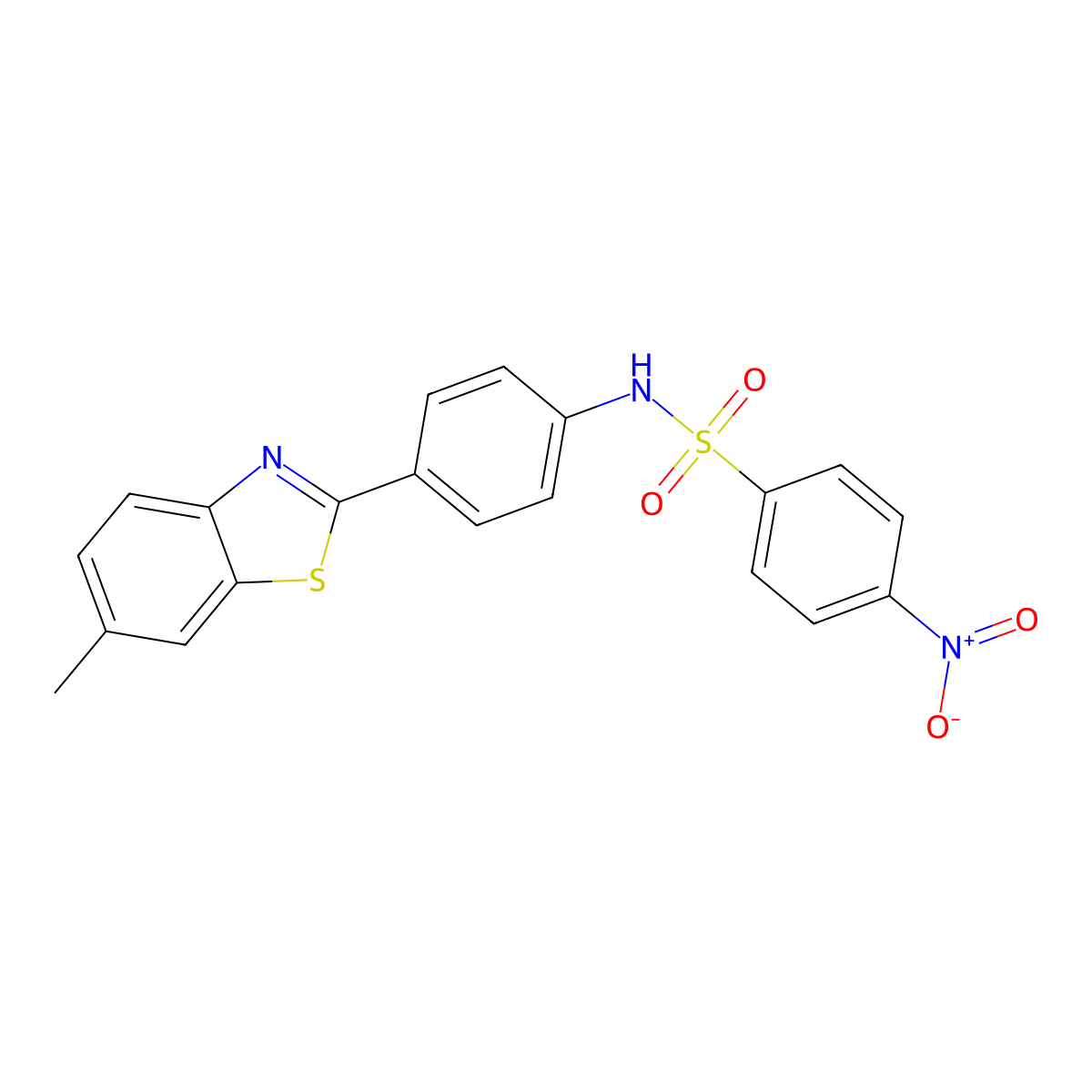 N-[4-(6-Methyl-1,3-benzothiazol-2-yl)phenyl]-4-nitrobenzenesulfonamide molecular structure, CAS 339223-67-5