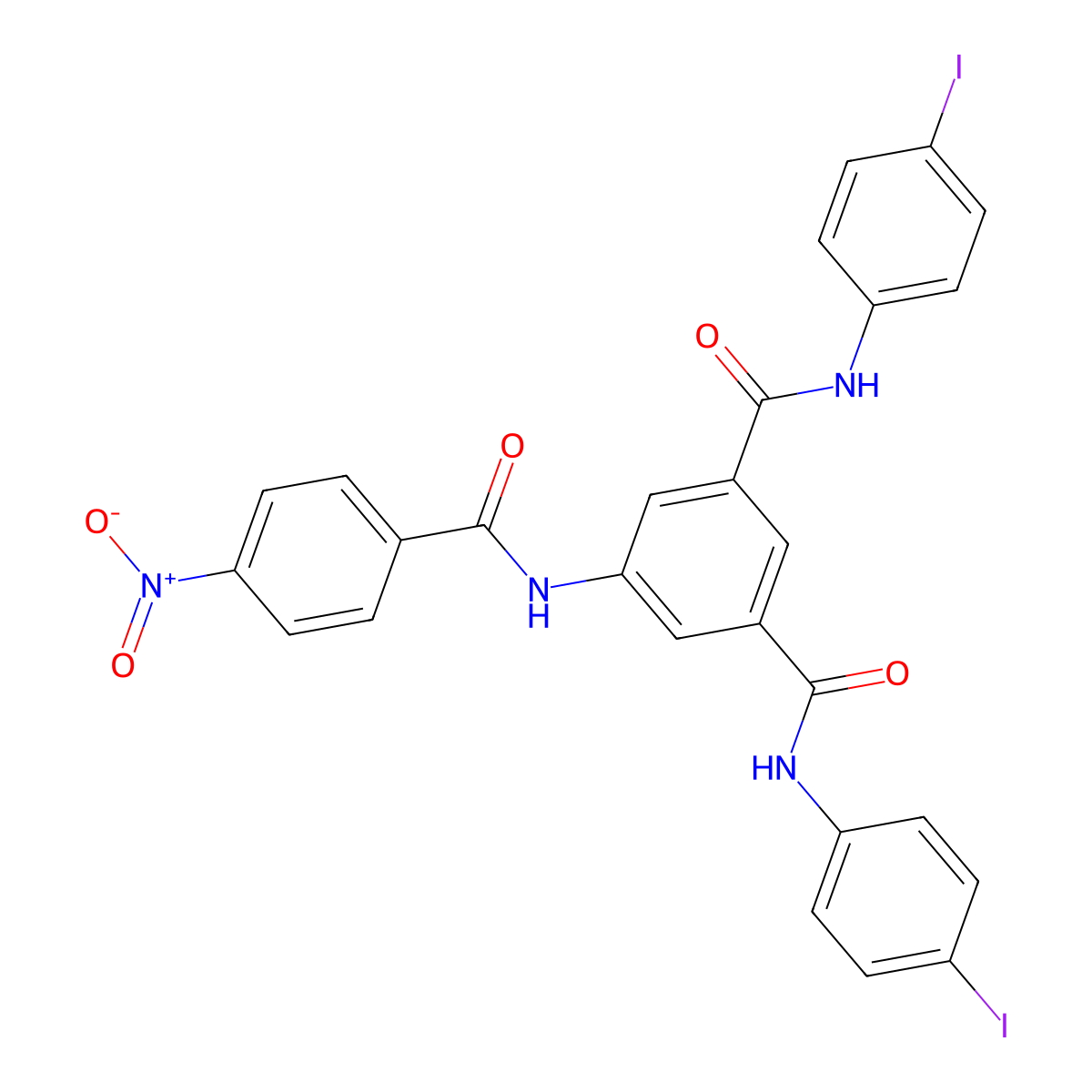 1-N,3-N-bis(4-iodophenyl)-5-[(4-nitrobenzoyl)amino]benzene-1,3-dicarboxamide molecular structure, CAS 339226-89-0