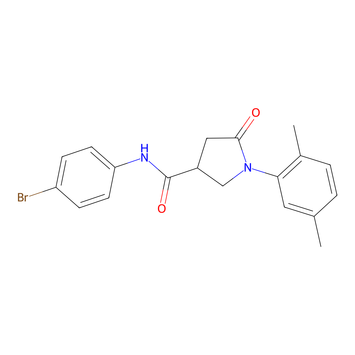 N-(4-bromophenyl)-1-(2,5-dimethylphenyl)-5-oxopyrrolidine-3-carboxamide molecular structure, CAS 339230-64-7