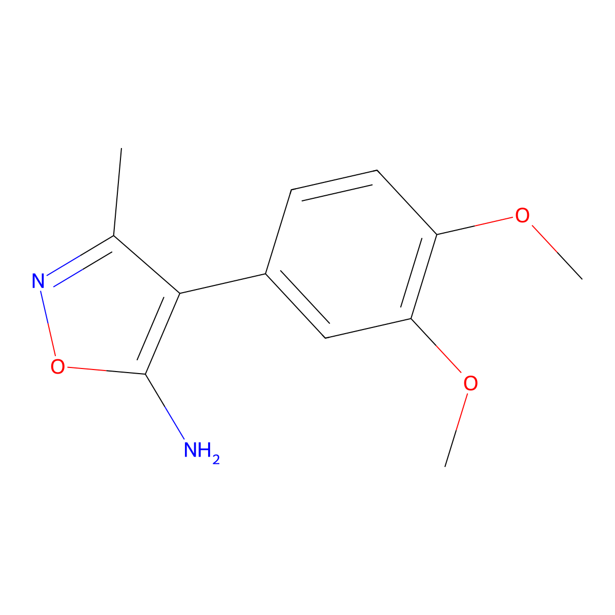 4-(3,4-Dimethoxy-phenyl)-3-methyl-isoxazol-5-YL-amine molecular structure, CAS 339231-90-2
