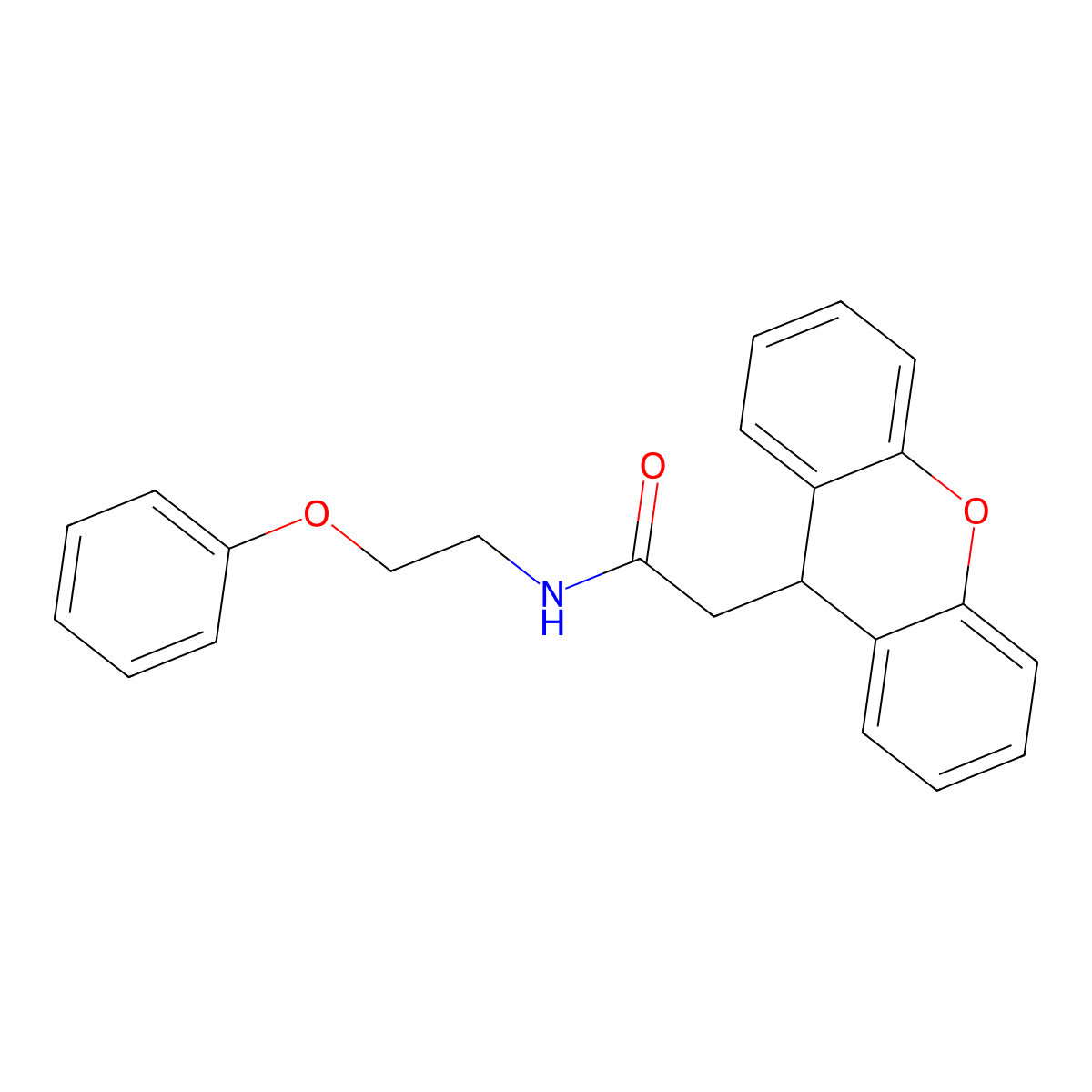 N-(2-phenoxyethyl)-2-(9H-xanthen-9-yl)acetamide molecular structure, CAS 339235-65-3