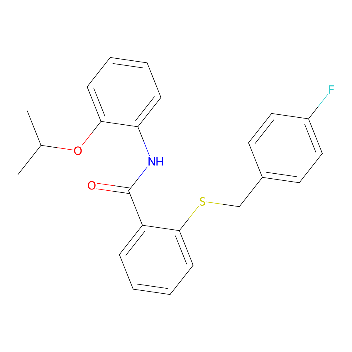 2-[(4-fluorophenyl)methylsulfanyl]-N-(2-propan-2-yloxyphenyl)benzamide molecular structure, CAS 339239-45-1