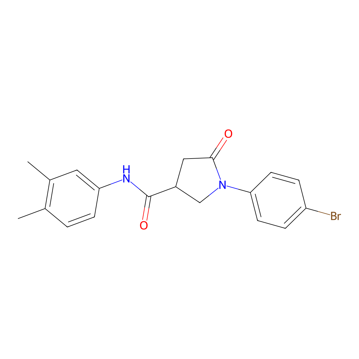 1-(4-bromophenyl)-N-(3,4-dimethylphenyl)-5-oxopyrrolidine-3-carboxamide molecular structure, CAS 339239-68-8