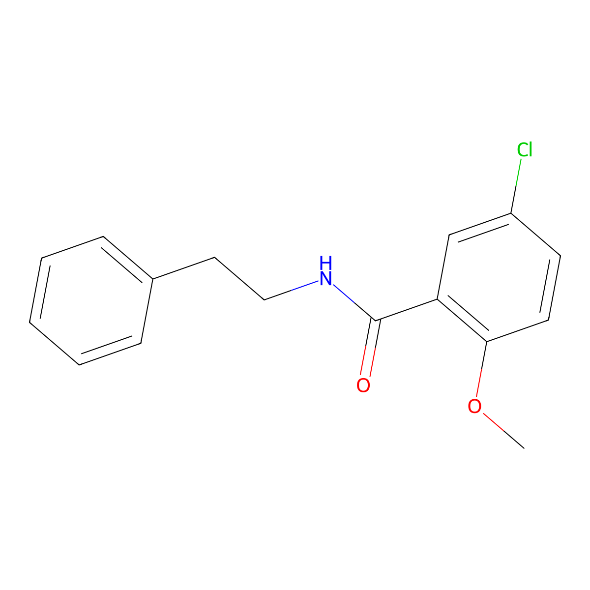 5-chloro-2-methoxy-N-(2-phenylethyl)benzamide molecular structure, CAS 33924-49-1