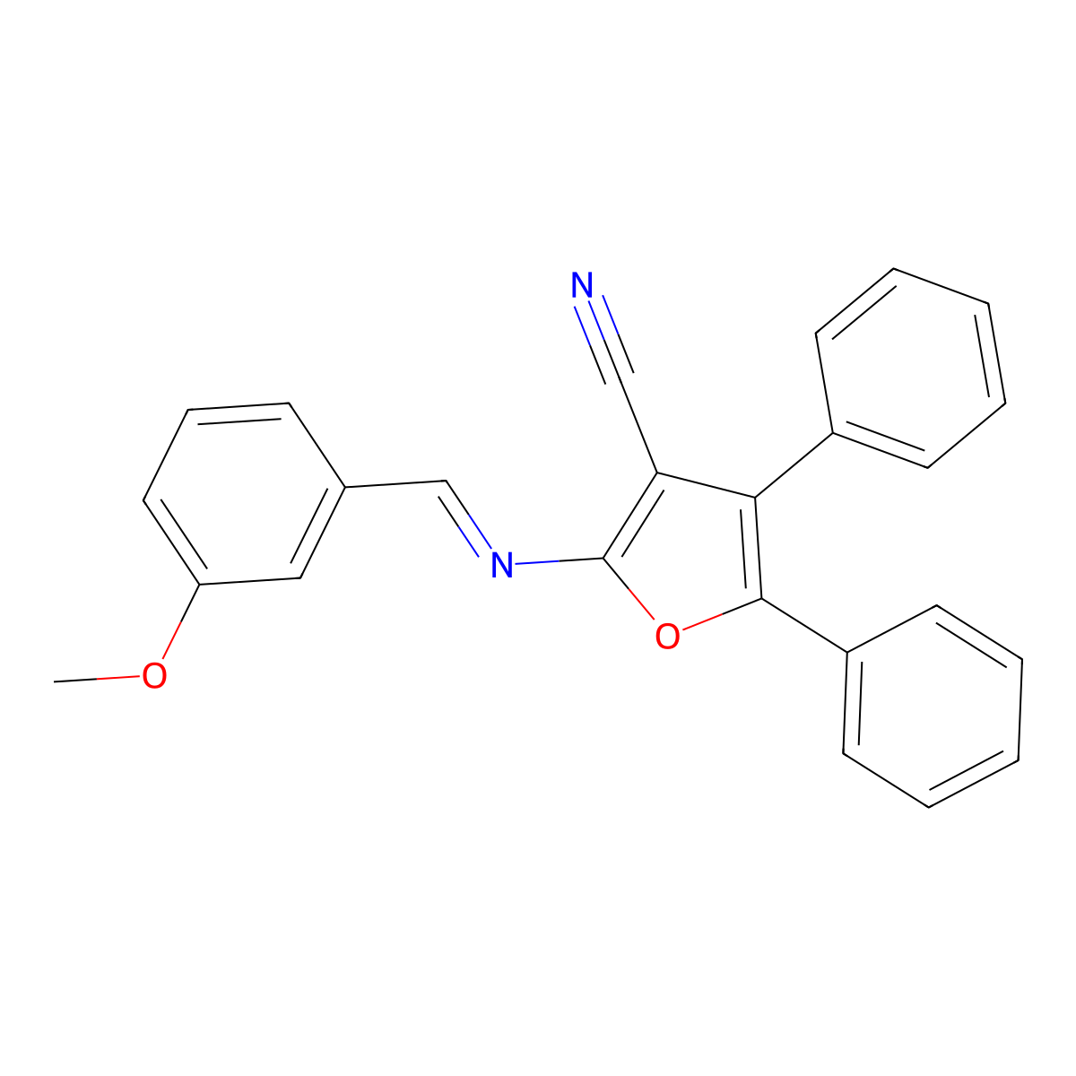 2-[[(3-Methoxyphenyl)methylene]amino]-4,5-diphenyl-3-furancarbonitrile molecular structure, CAS 339240-02-7